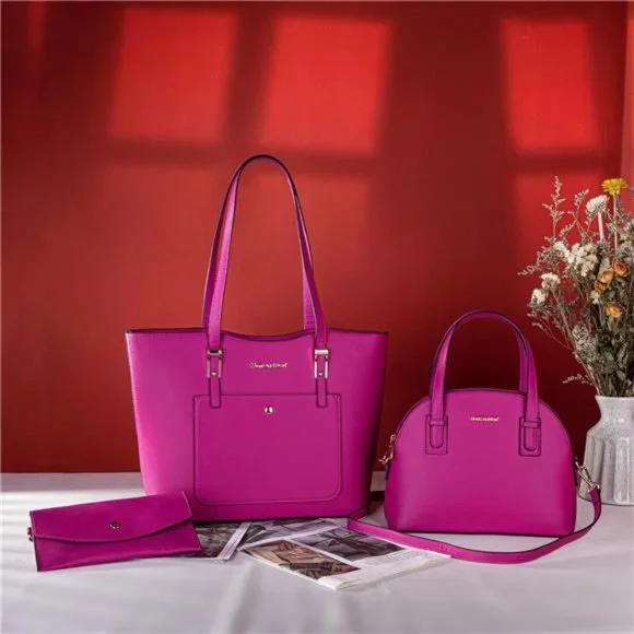 Montana West 3PCS Hot Pink Purses For Women Tote and Wallet Set Shoulder Bags - Picture 2 of 6